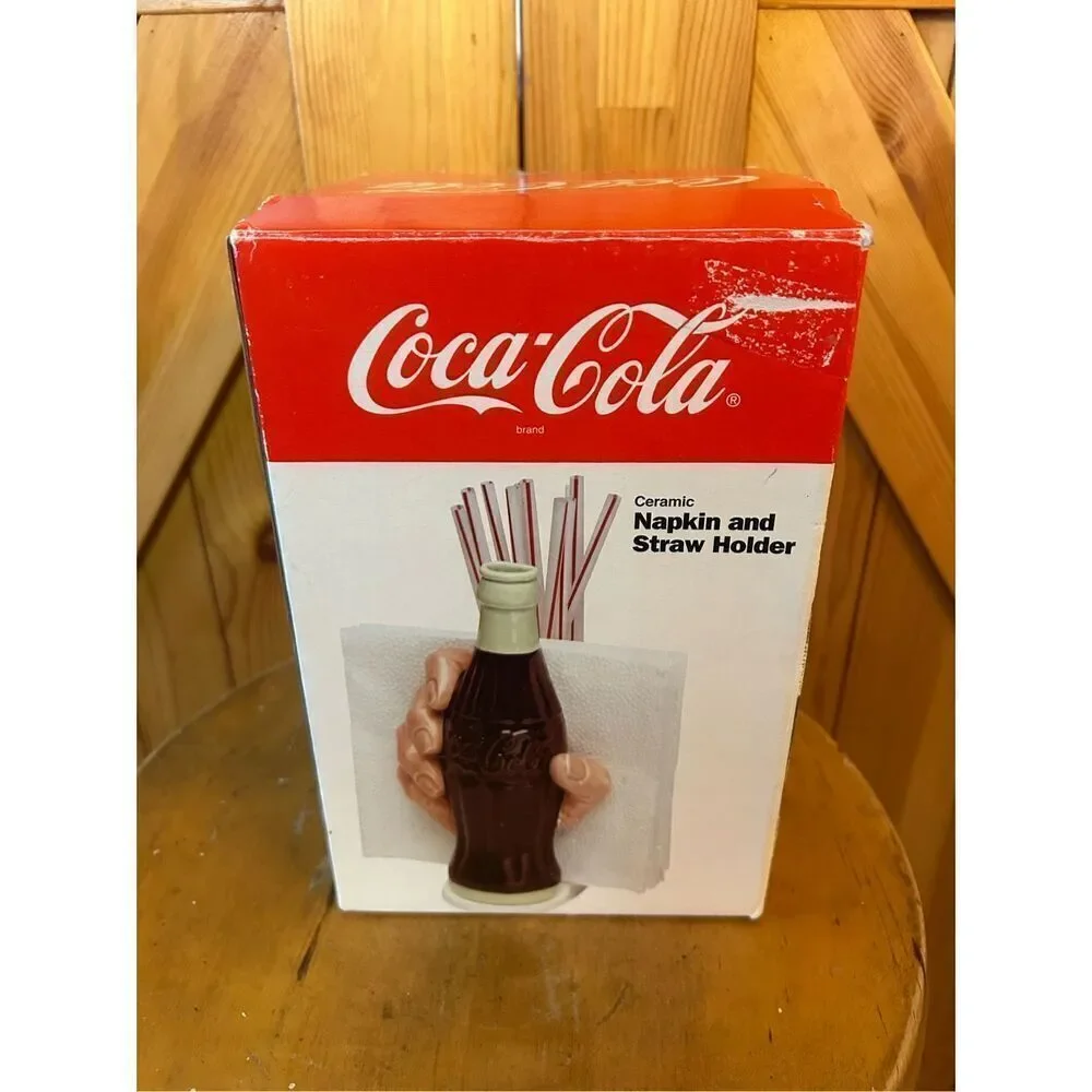 Coke Coca Cola Ceramic Bottle Hand Napkin Straw Holder Collectible Table Decor (